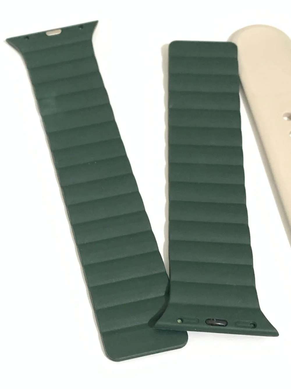 Apple Silicone Watch Band Pair - Dark Green and Cream
